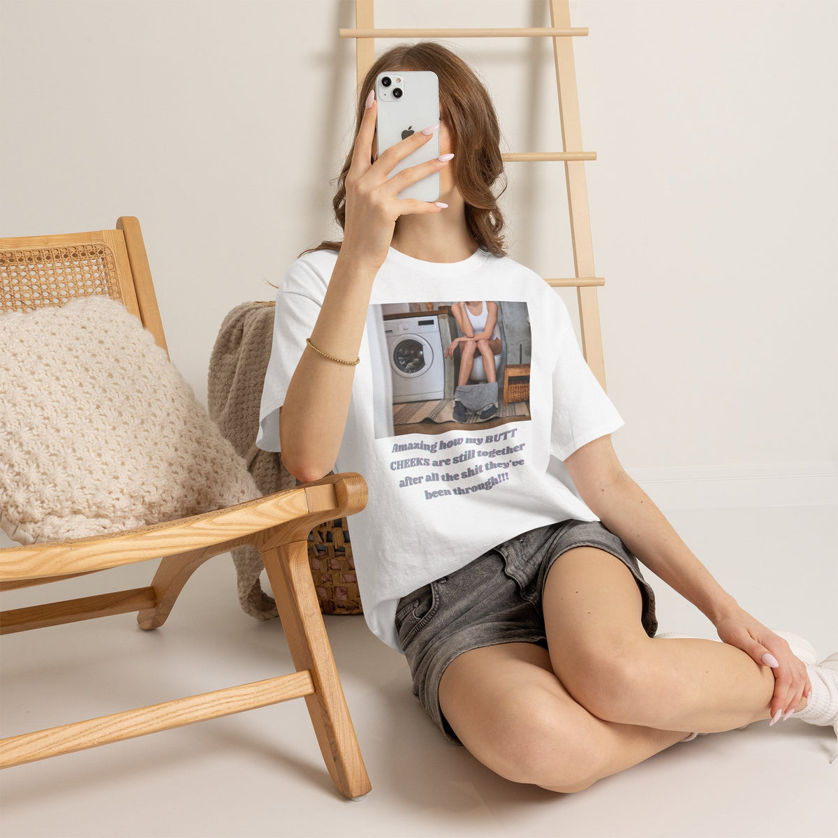 Still Together Bathroom Humor Tee – Female Design, Front Print | Intuition Within